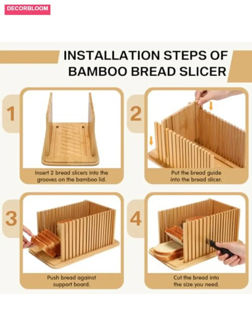 Bread Box with Slicer, 3-in-1 Storage with Bamboo Lid, Multifunction Kitchen